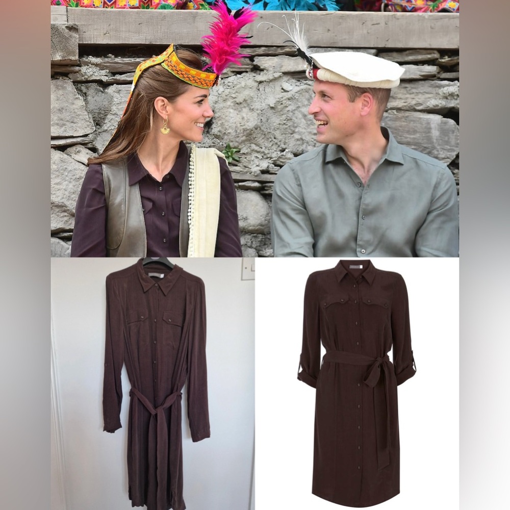 Mint Velvet Chocolate Brown Utility Shirt Dress-ASO Kate Middleton Royal (Rare)